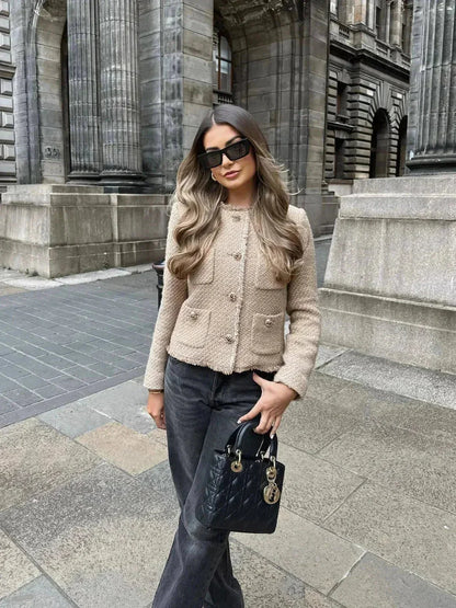 Giacca Donna in Tweed con Bottoni Eleganti - Vesarelli