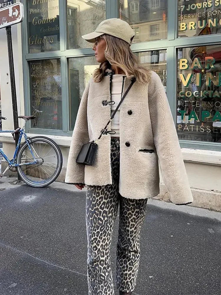 Giacca Donna in Pile con Bottoni Stile Duffle - Vesarelli