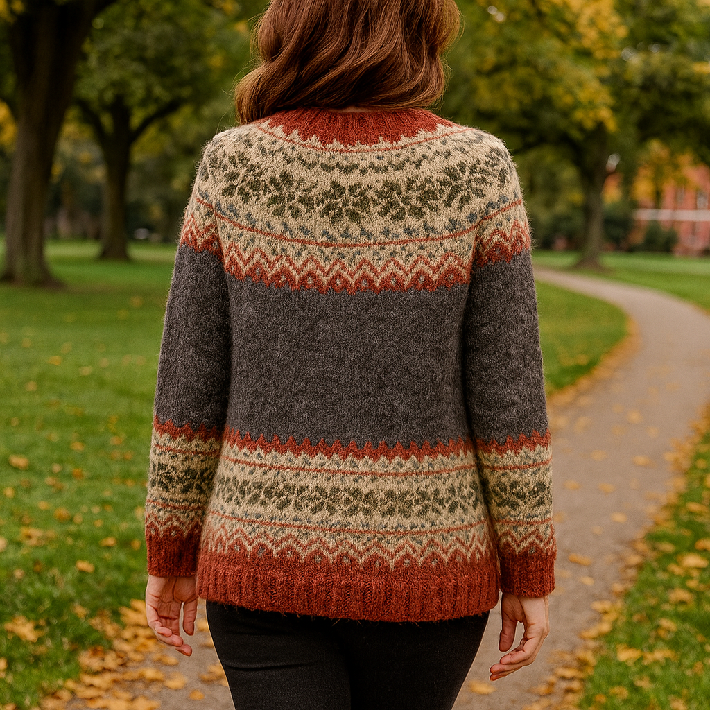 Cardigan Donna in Maglia Norvegese con Bottoni