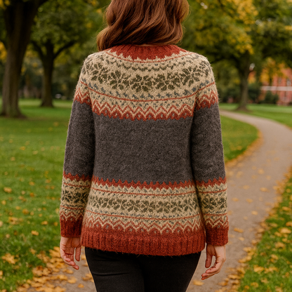Cardigan Donna in Maglia Norvegese con Bottoni