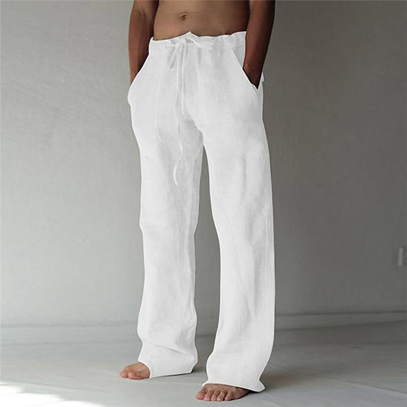 Pantaloni Lino Uomo Lunghezza Regolare