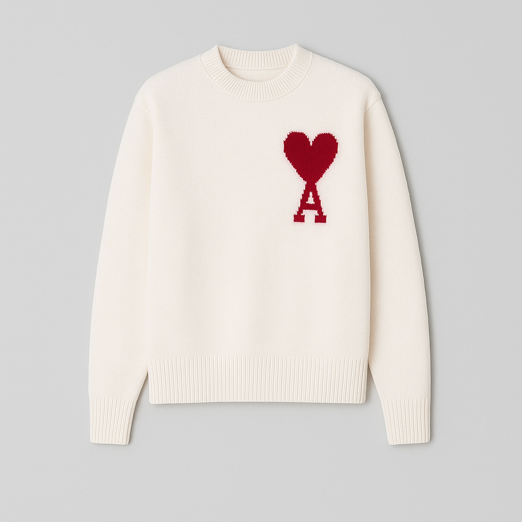 Maglione Oversize Donna con Motivo a Cuori Morbido