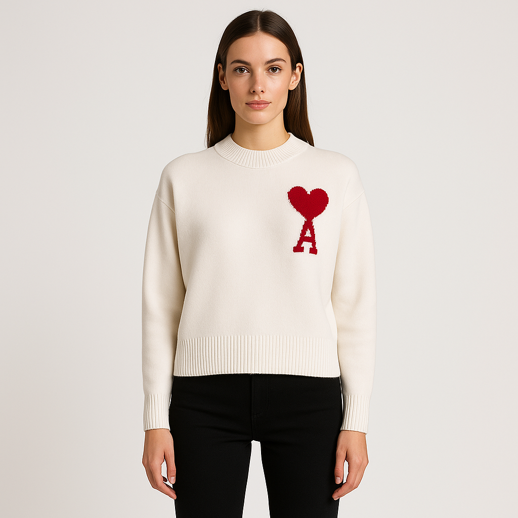 Maglione Oversize Donna con Motivo a Cuori Morbido - Brentozzi