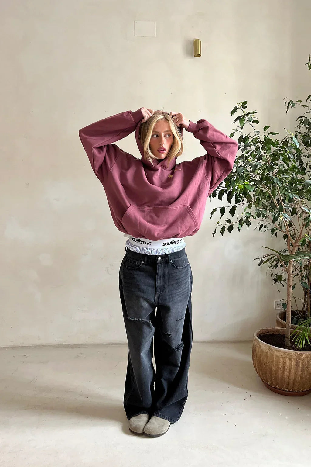 Felpa Oversize Donna con Stampa Casual