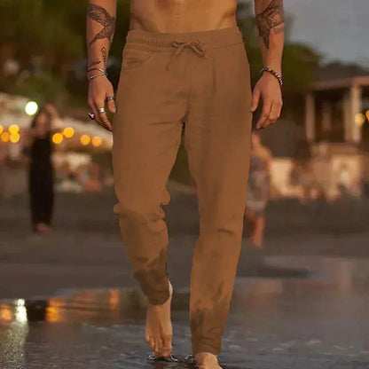 Pantaloni Uomo Tessuto Leggero Taglio Dritto