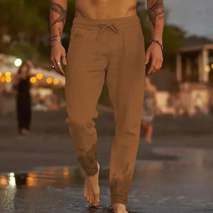 Pantaloni Uomo Tessuto Leggero Vestibilità Classica