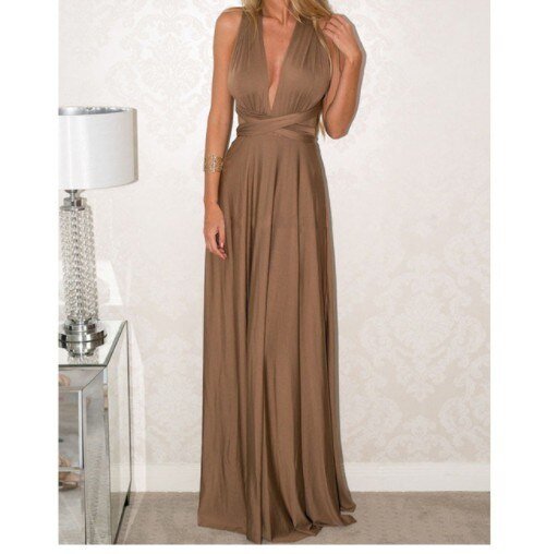 Abito Maxi Donna Svasato Elegante Cerimonia