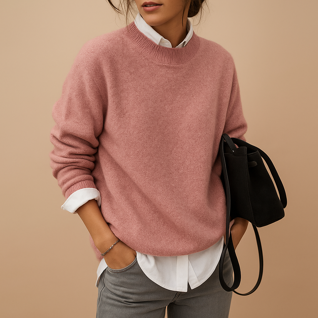 Maglione Donna Classico con Bordo a Costine e Manica Lunga - Brentozzi