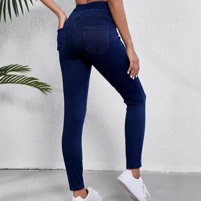 Jeans Donna Slim Fit Vita Alta con Tessuto Elasticizzato