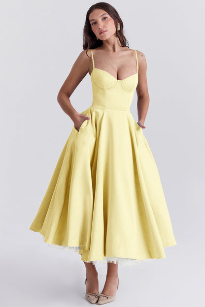 Abito Midi Donna Bustier Senza Maniche