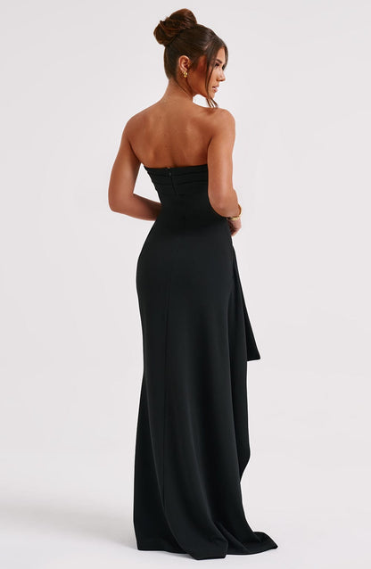 Abito Maxi Donna Senza Spalline Spacco Alto
