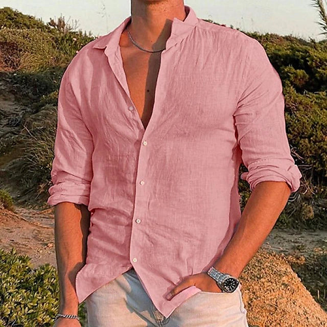 Camicia Uomo Casual Tessuto Morbido Vestibilità Comoda