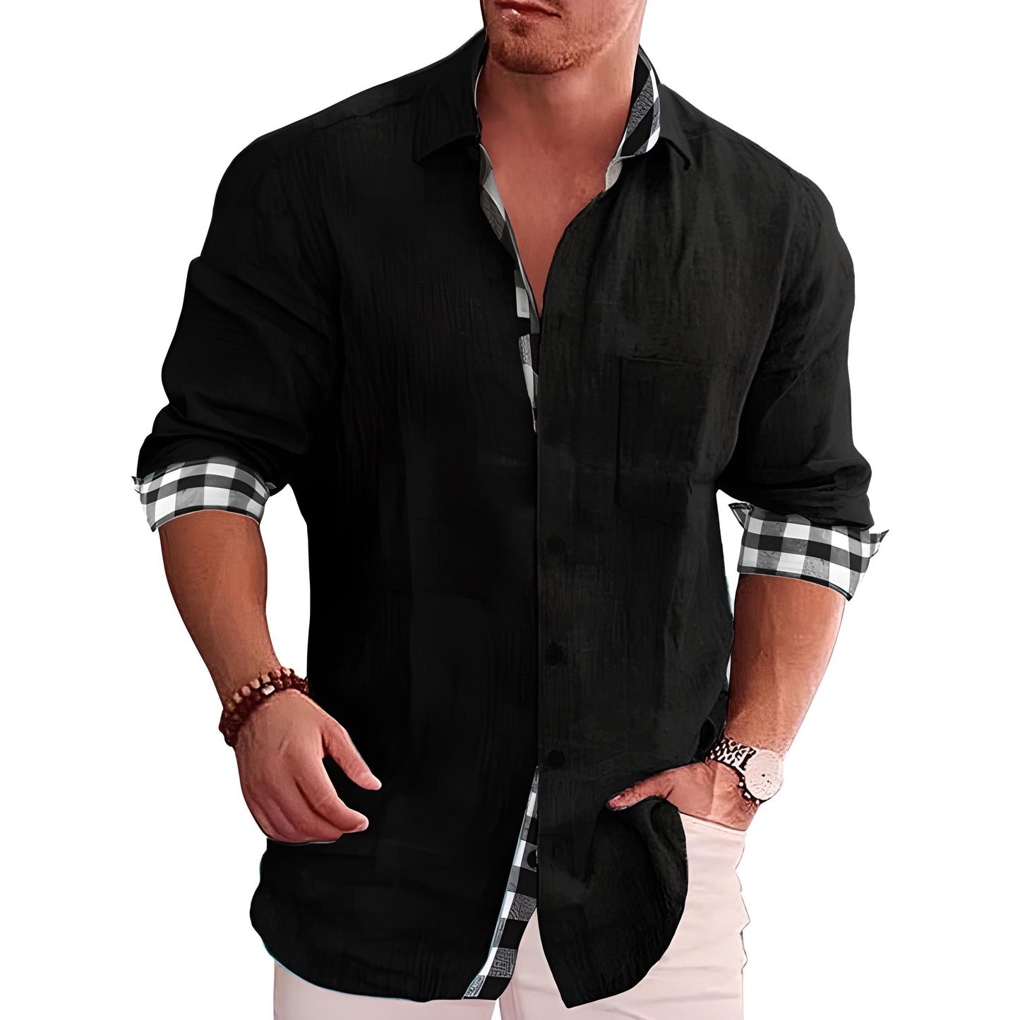 Camicia Uomo Cotone Taglio Dritto Colletto Classico