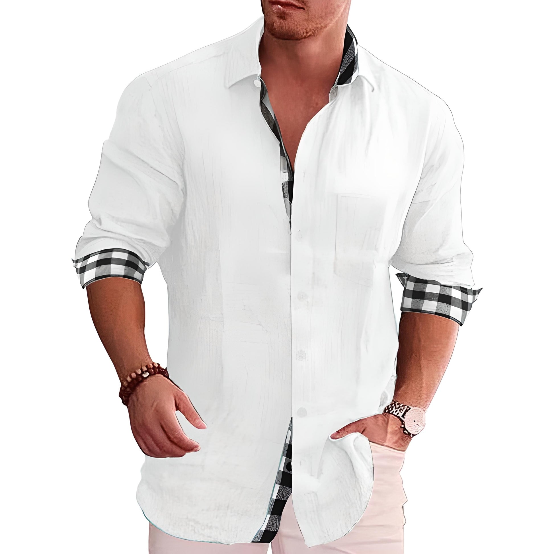 Camicia Uomo Cotone Taglio Dritto Colletto Classico - Brentozzi